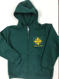 Youth Classic Zip Hooded Sweatshirt w/logo (grey or green)
